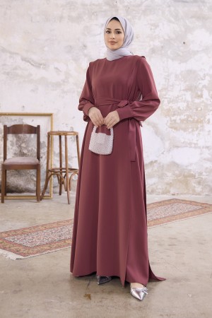 Capped Crepe Dress - Dusty Rose