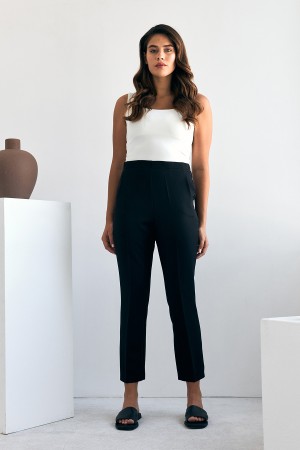 Elastic Waist Trousers - Black