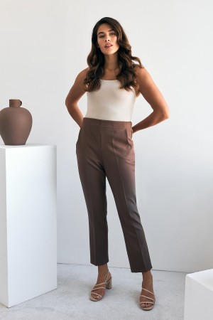 Elastic Waist Trousers - Brown