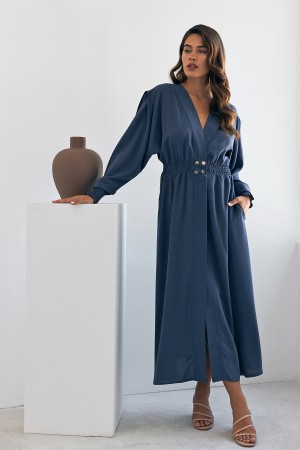 Laura Waist Drawstring Cape - Indigo