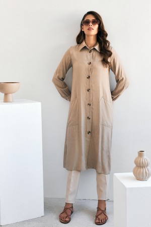 Tencel Tunic with Pocket Detail - Beige