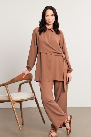 Perla Tunik Pantolon Takım - Camel