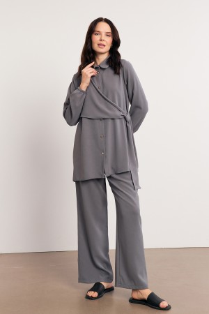 Perla Tunic Trouser Set - Gray