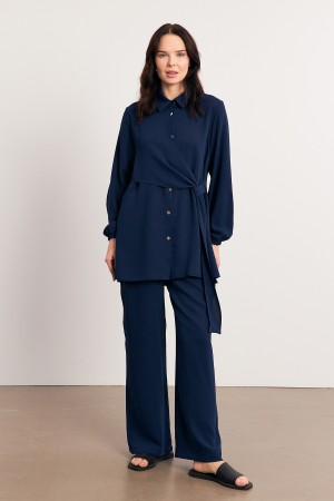 Perla Tunic Trouser Set - Indigo