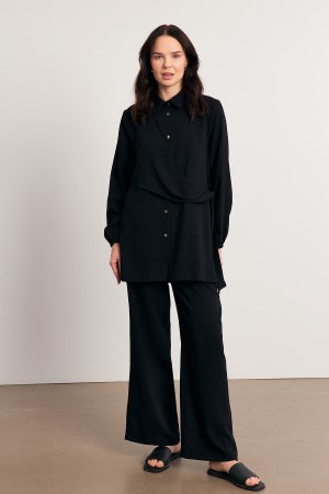 Perla Tunic Trouser Set - Black