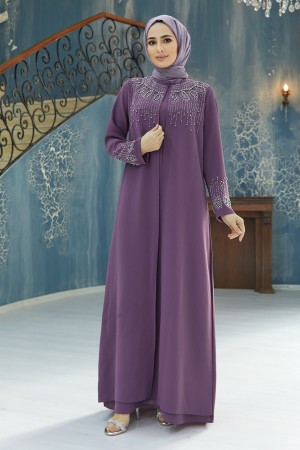 Lina Plus Size Evening Dress - Lilac