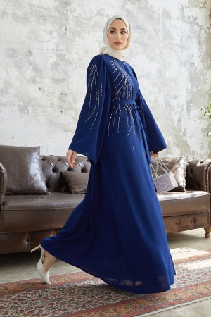 Viona Stone Abaya - Indigo