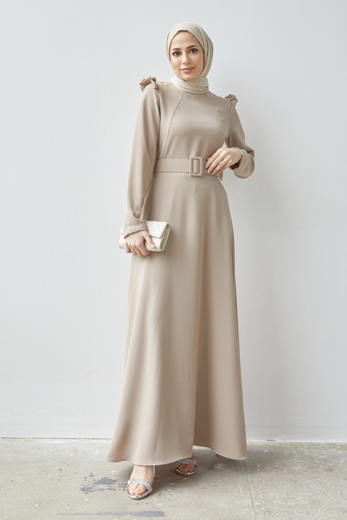 Belted Dress Beige